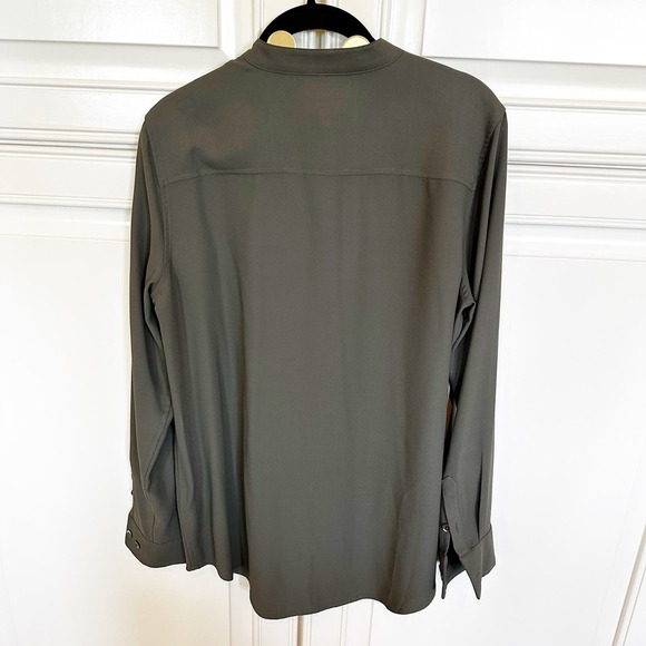 Equipment Femme Women’s Cherine Army Green Button Front Nehru Collar Blouse - Picture 9 of 9